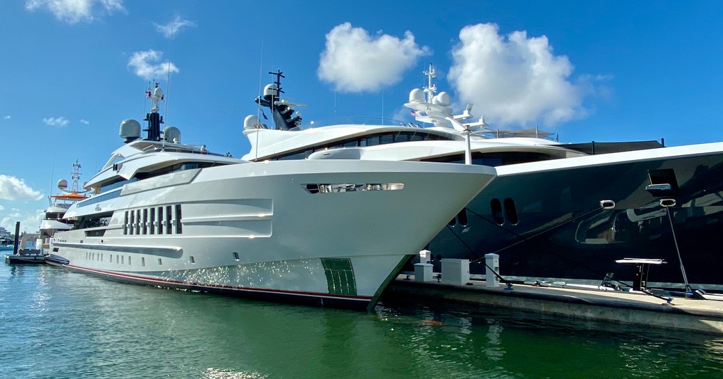 Superyachts in port at the FLIBS 2019