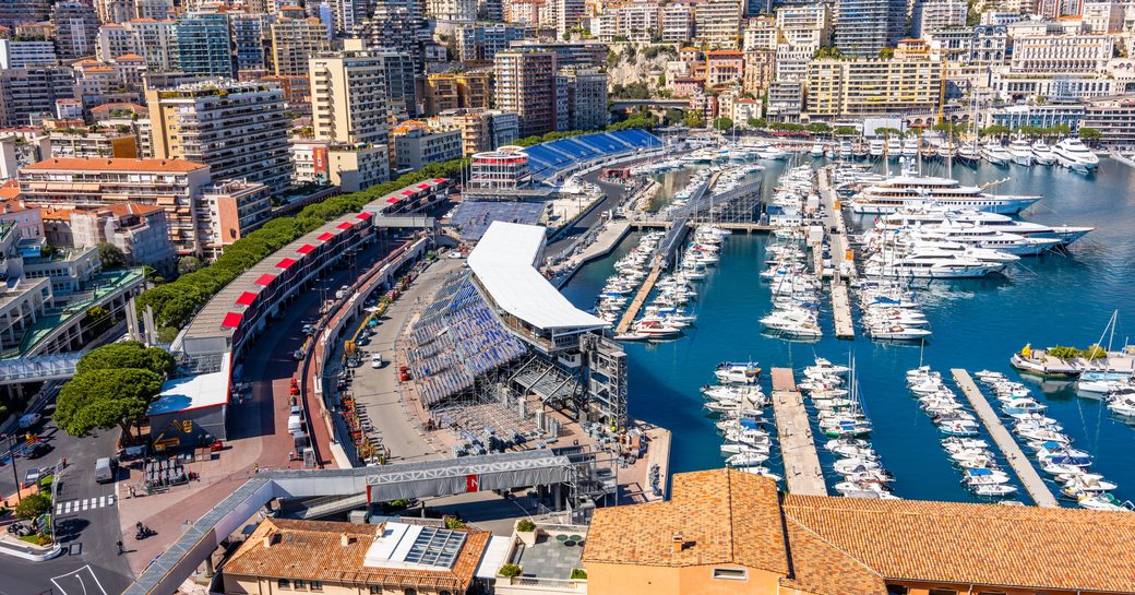 Aerial of Port Hercule during Grand Prix