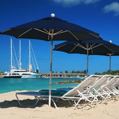 Sun-loungers overlooking the port of Bridgetown
