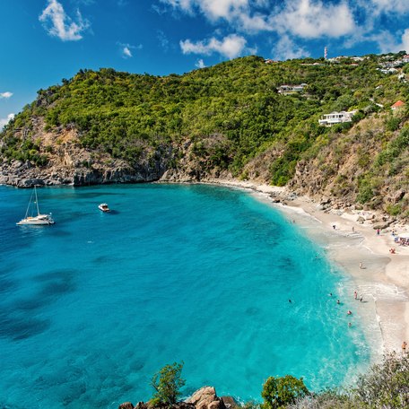 A sandy beach on the island of St Barts